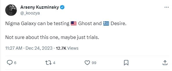 Arseny Kuzminsky new Nigma Galaxy Roster