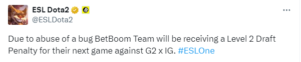 BetBoom Team оштрафованы на ESL One Birmingham