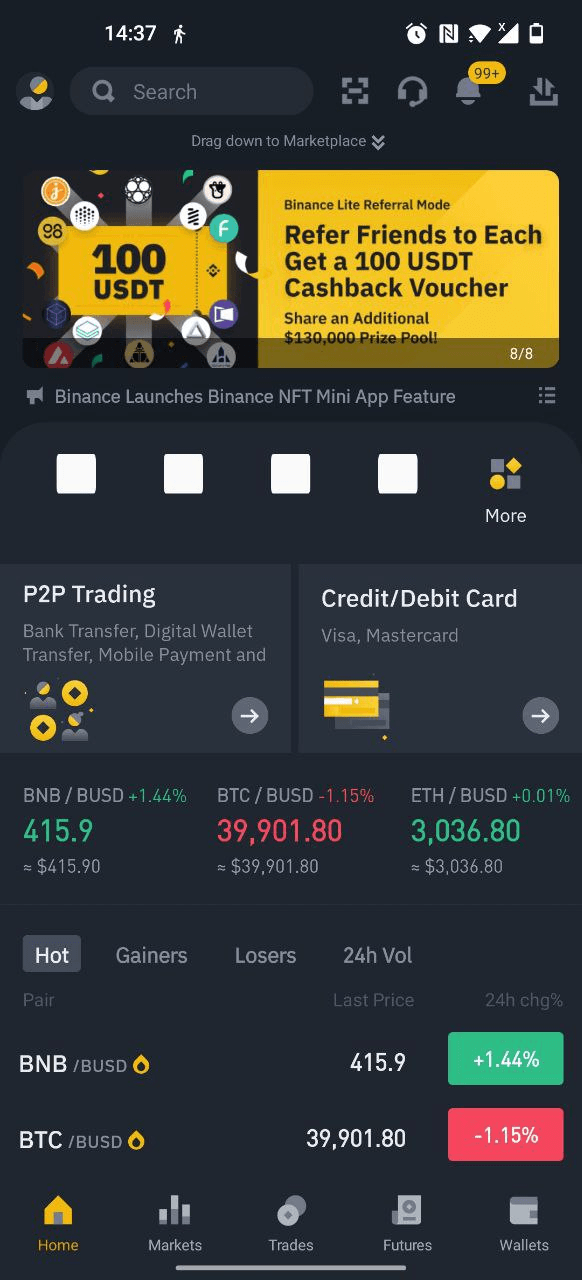 Binance мобильная версия