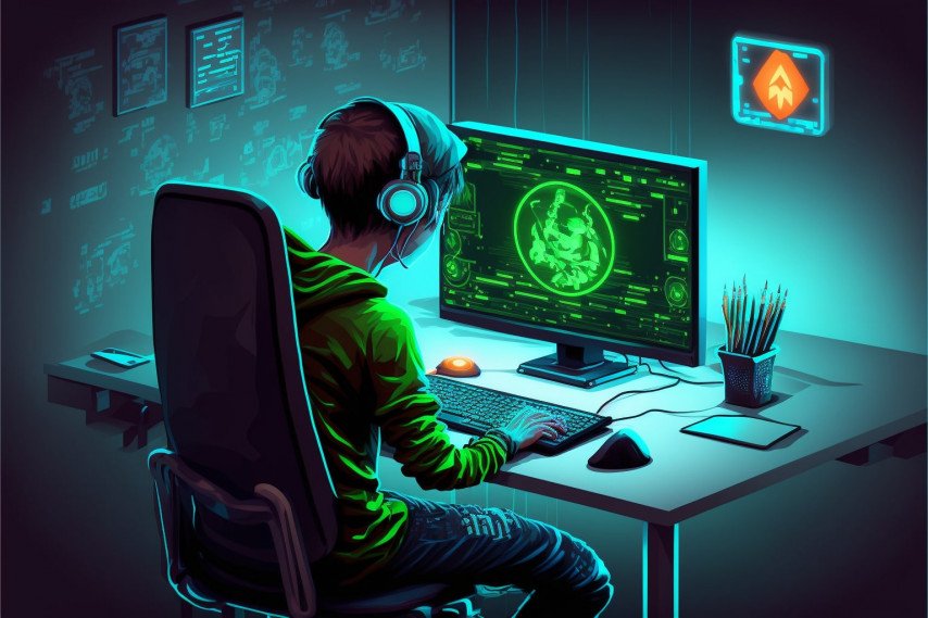 The young boy playing crypto games to earn cryptocurrency