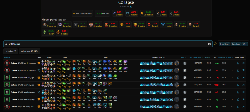 Collapse Dota2ProTracker