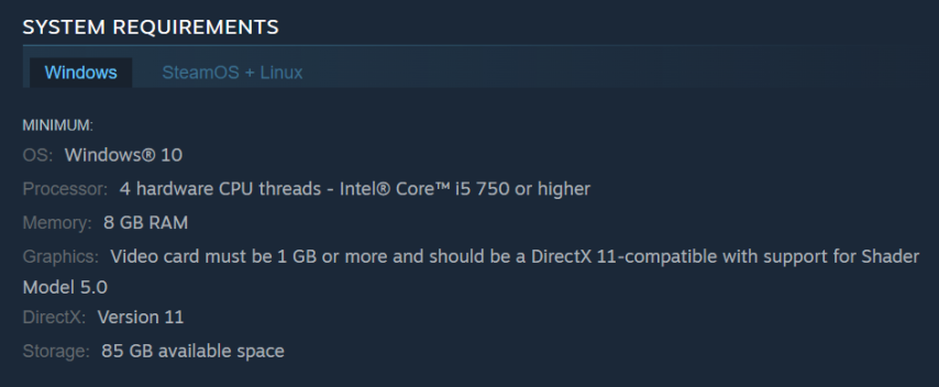 CS2 system requirements