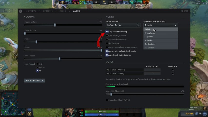 Dota 2 audio settings