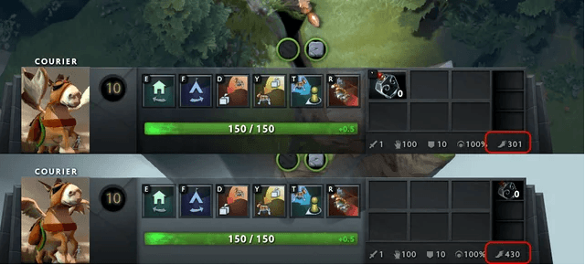 Курьер в Dota 2 заполняет Bottle