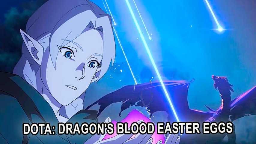 Easter egg scene from Dota: Dragon’s Blood featuring iconic characters and references