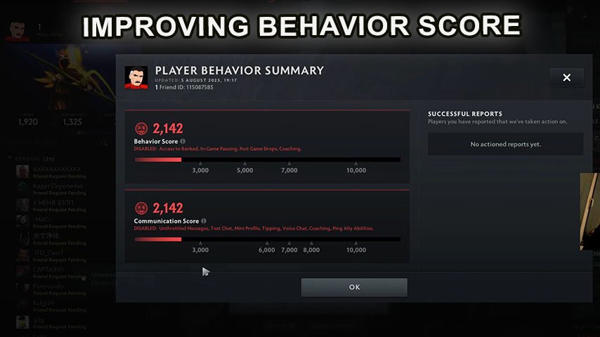 Earning money from improving Behavior Score in Dota 2