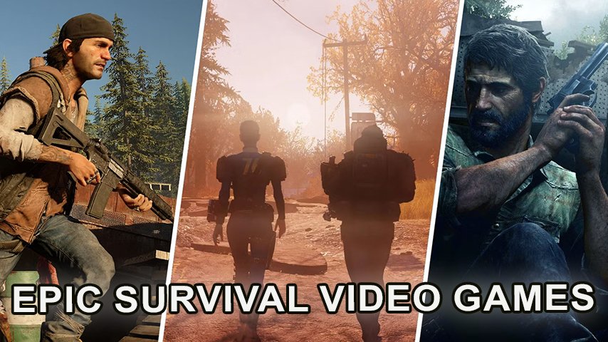 Characters from 2023's popular post-apocalyptic games in a ruined cityscape