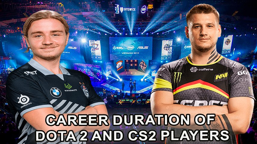 Professional Dota 2 and CS2 players discussing their careers at a tournament.