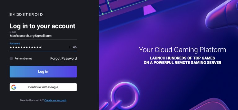 окно регистрации boosteroid