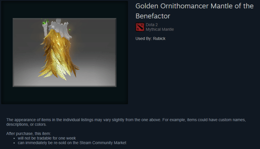 Golden Ornithomancer Mantle of the Benefactor