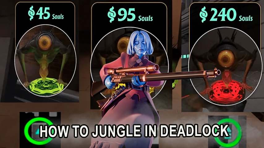 Deadlock jungle guide showing camp spawn times, soul rewards, and map control strategies
