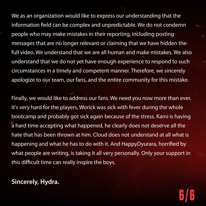HYDRA official statement 6 of 6