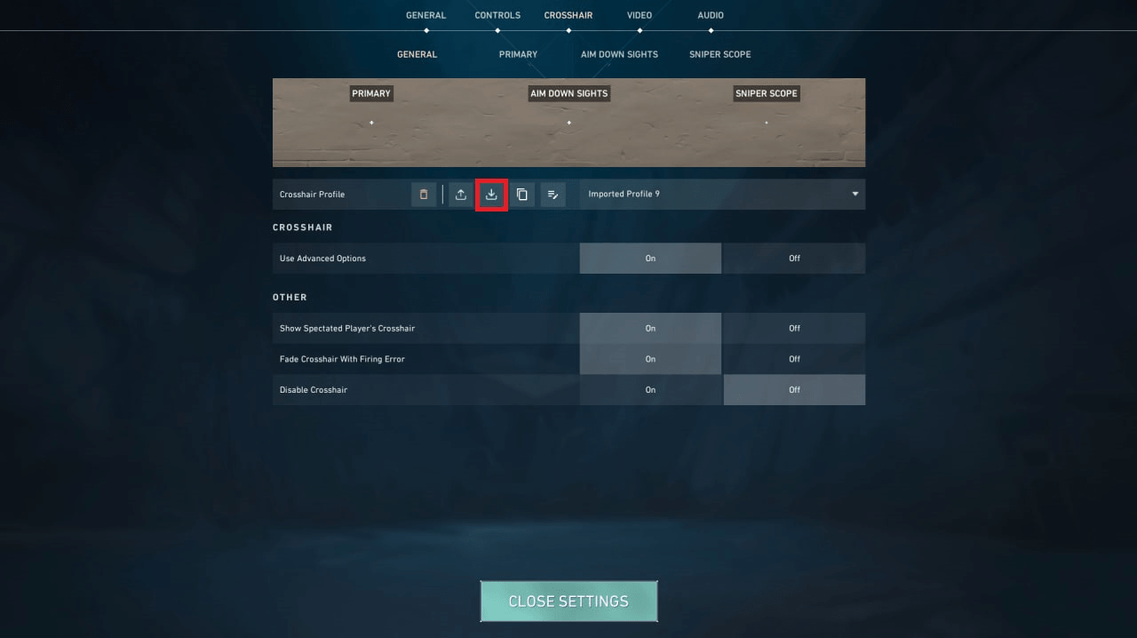how to import crosshair in valorant