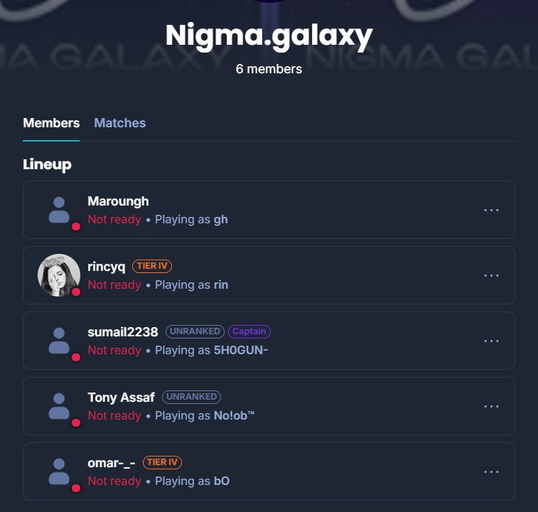 Nigma Galaxy new roster