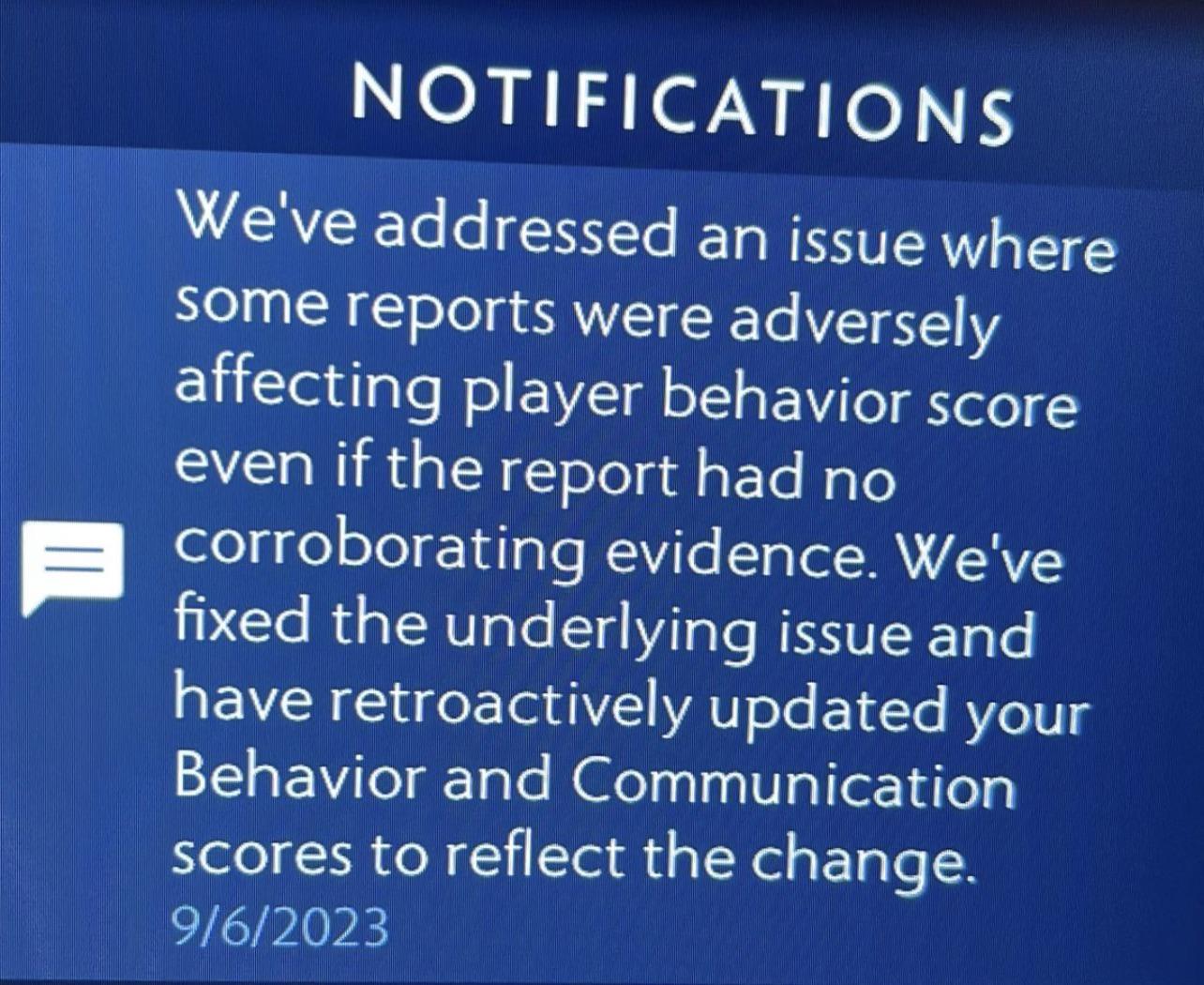 NOTIFICATIONS: Valve fixed behavior score