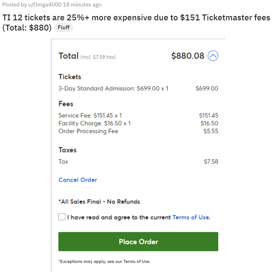 Noxville tweet: TI2023 Ticketmaster
