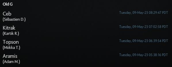 Old G roster 21 July dota2.com