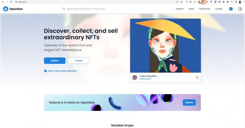 OpenSea главная страница