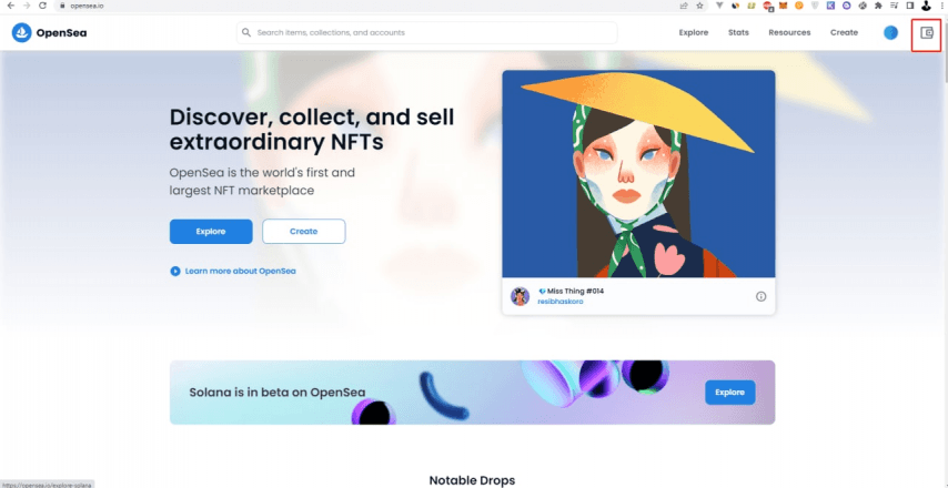 Opensea homepage wallet OpenSea homepage ETH wallet