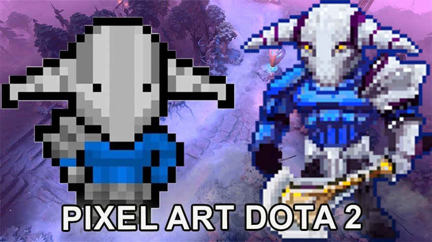 Dota 2 pixel art featuring iconic heroes, scenes, and skins reimagined in retro pixel style.