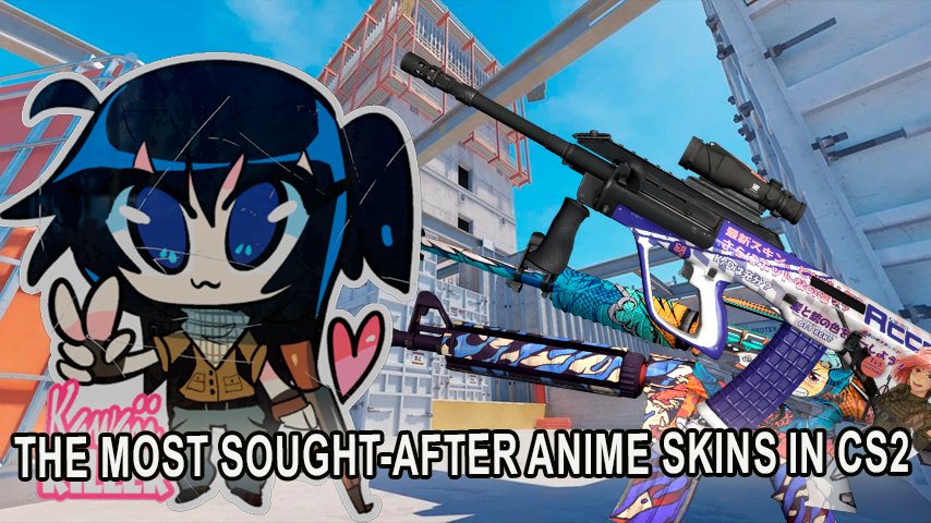 Popular anime skins for weapons in CS2, including M4A4 Temukau, AWP ONI TAIJI, and MAC-10 Sakkaku