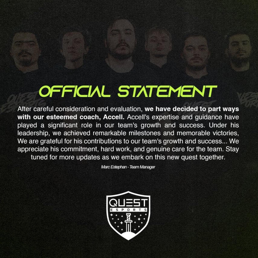 Quest Esports statement