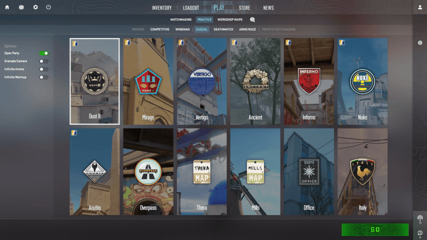 Захват в CS2 режимы в меню