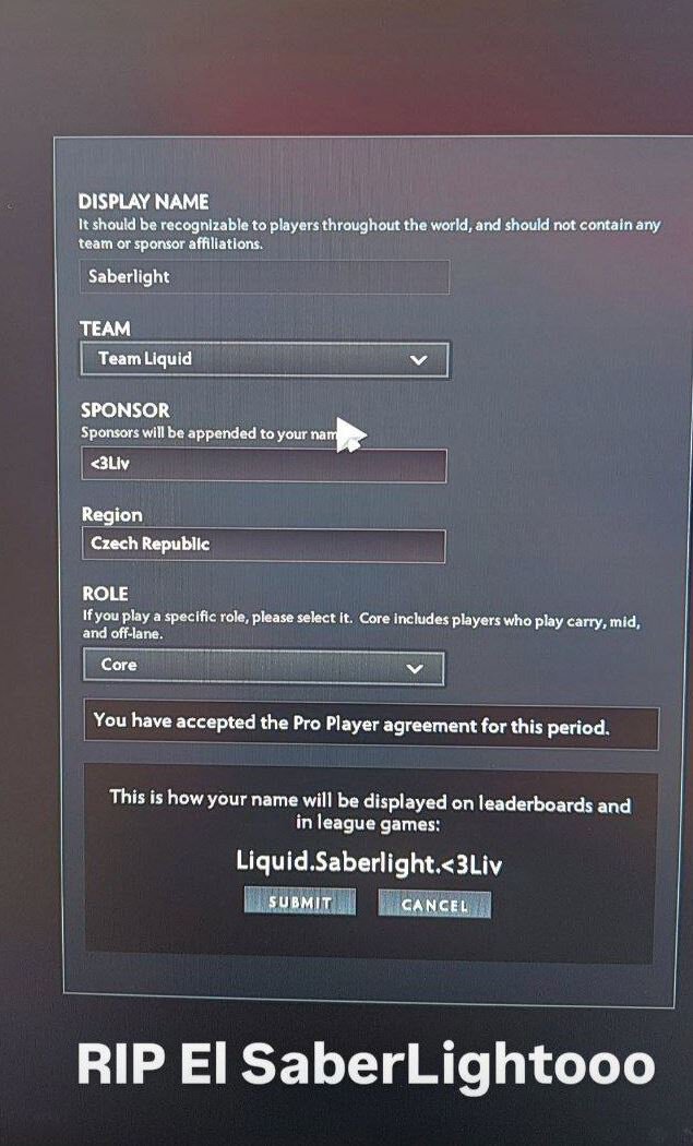 SaberLight regained his nickname in Dota 2