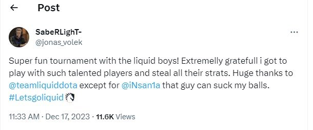 SabeRLighT- about Team Liquid Twitter