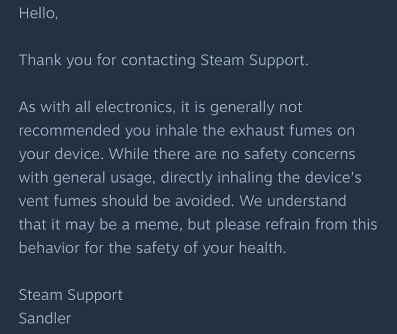 Steam Deck Valve response