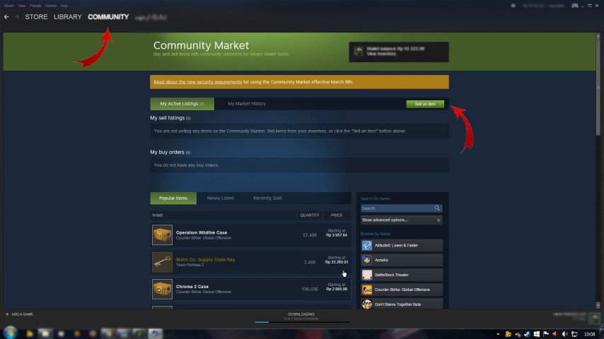 Steam Marketplace how to sell items