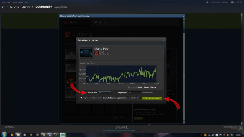 Steam Sell item