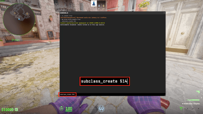 получение через консоль ножа в кс2