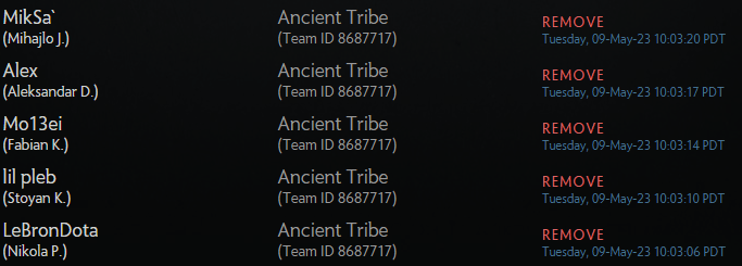 team leave Ancient Tribe