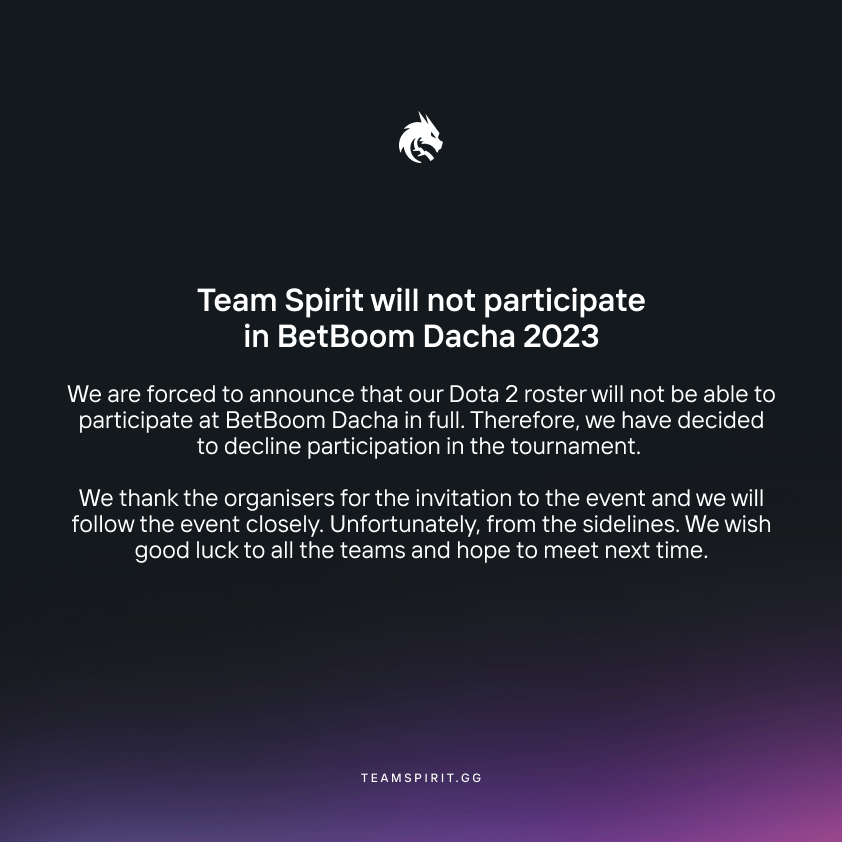 Team Spirit Statement betboom dacha