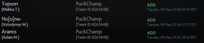 Topson No[o]ne Aramis have joined PuckChamp