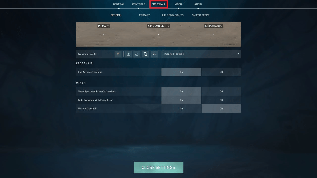 valorant crosshair settings