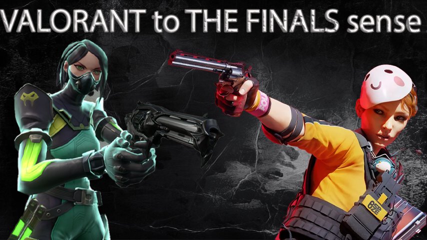Valorant agent Viper with sheriff shooting in the Agent from THE FINALS who had a pistol