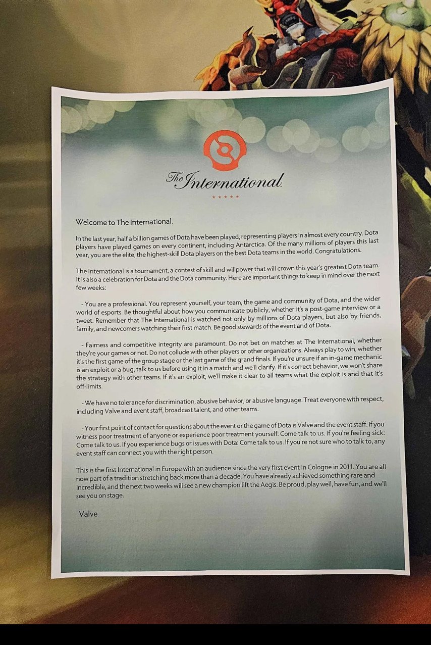 Valve letter The International-2024